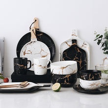 Load image into Gallery viewer, Gold Marble Glazes Ceramic Tableware Set Porcelain