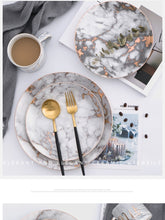 Load image into Gallery viewer, European Style Marble Plates Ceramic Dinner Set Porcelain