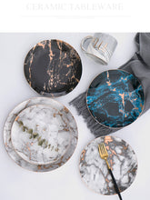Load image into Gallery viewer, European Style Marble Plates Ceramic Dinner Set Porcelain