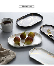 Load image into Gallery viewer, European White Black Golden Ceramic Dishes And Plate
