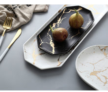 Load image into Gallery viewer, European White Black Golden Ceramic Dishes And Plate